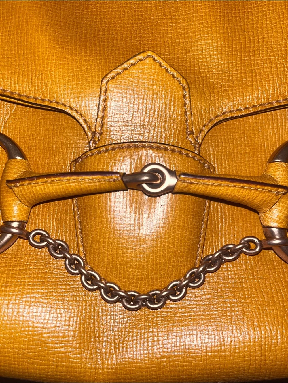 Gucci Yellow Mustard Leather Shoulder Bag with Horsebit Detail